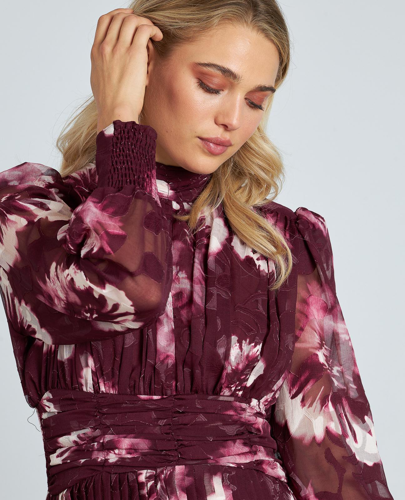 VESTIDO LARGO ESTAMPADO FRUNCIDO