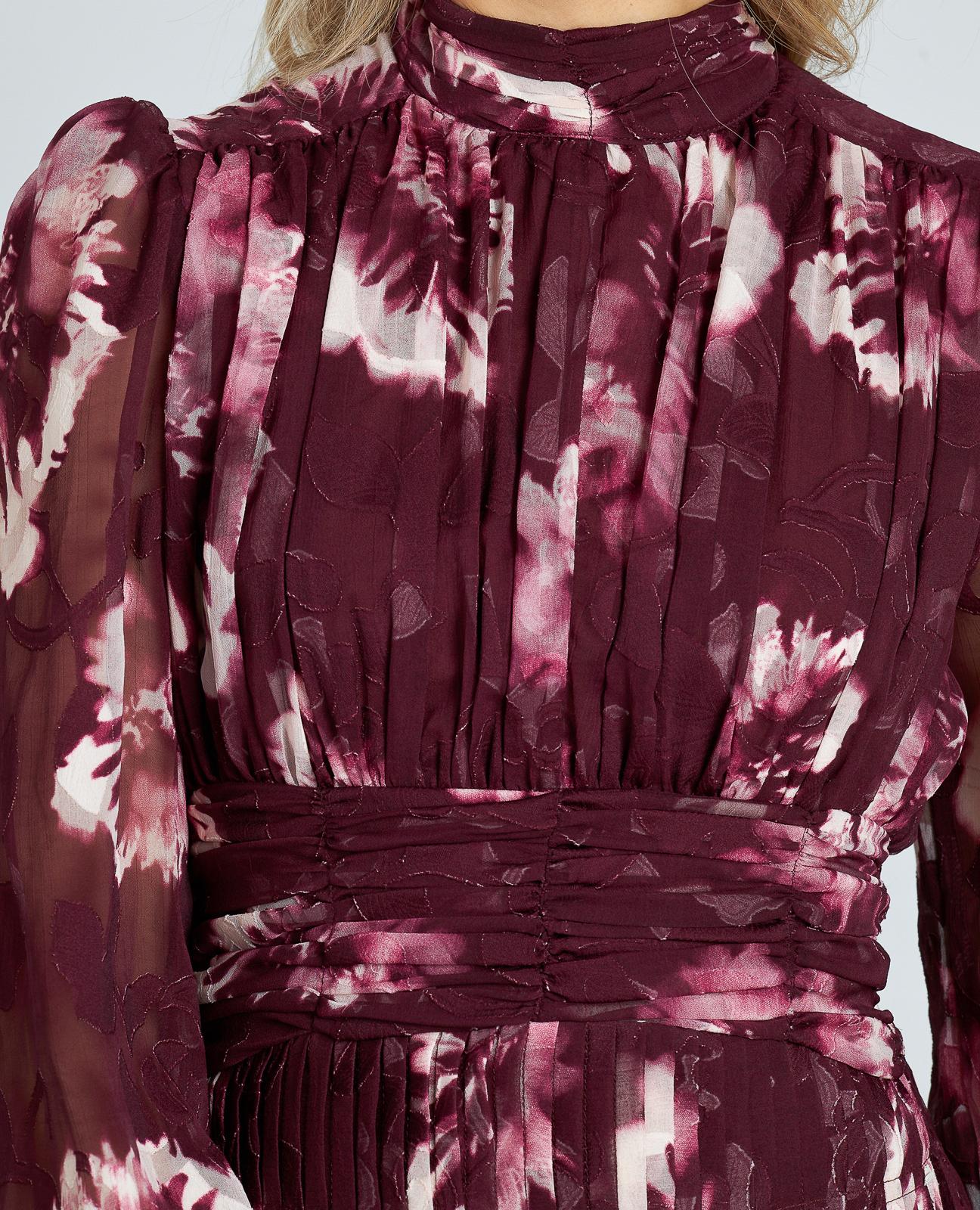 VESTIDO LARGO ESTAMPADO FRUNCIDO