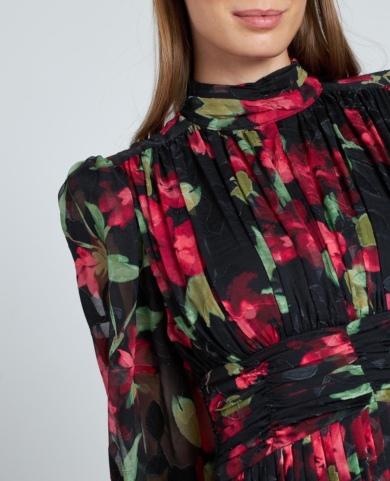 VESTIDO LARGO ESTAMPADO FRUNCIDO