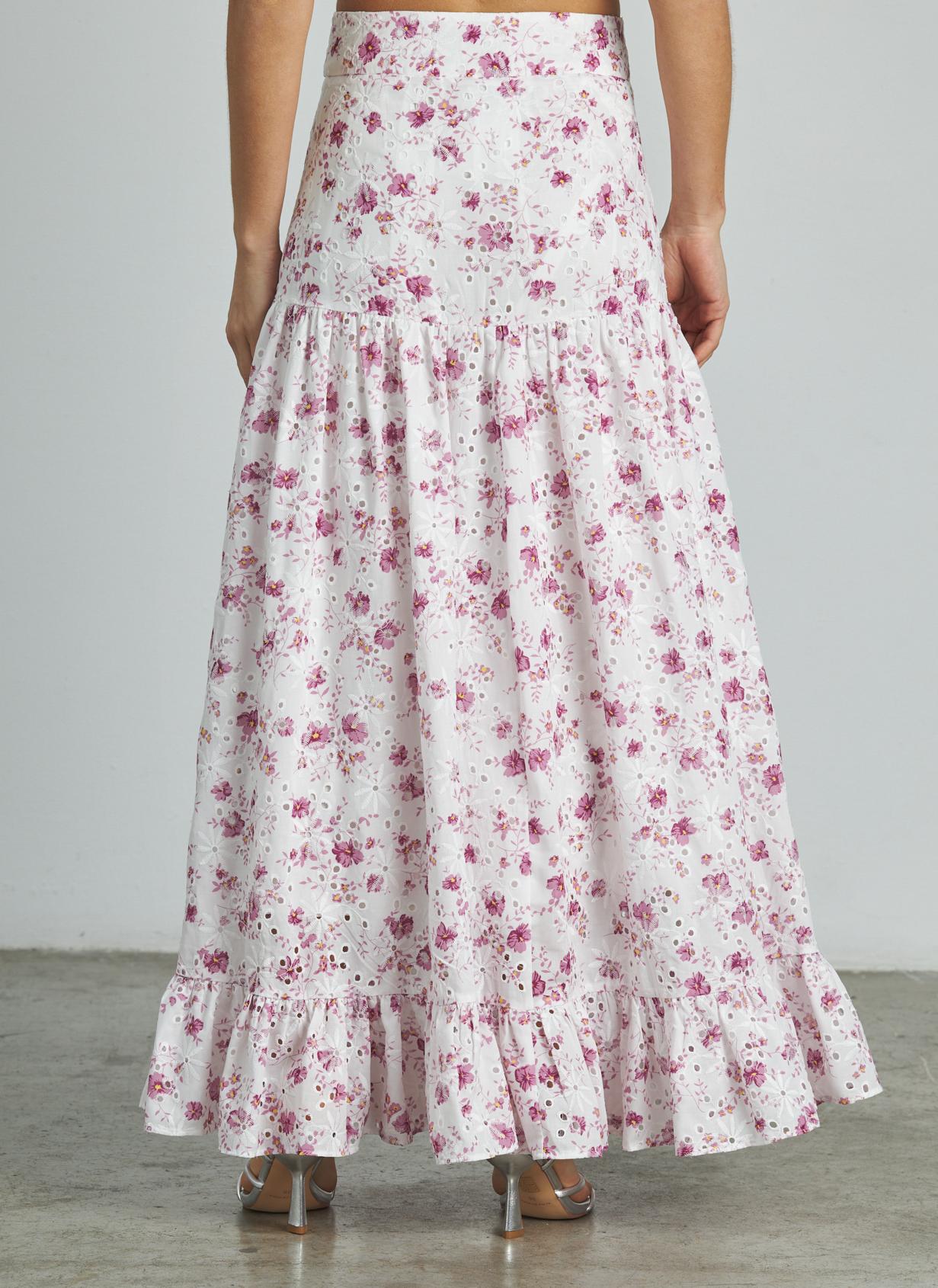 FALDA LARGA ESTAMPADA VOLANTE