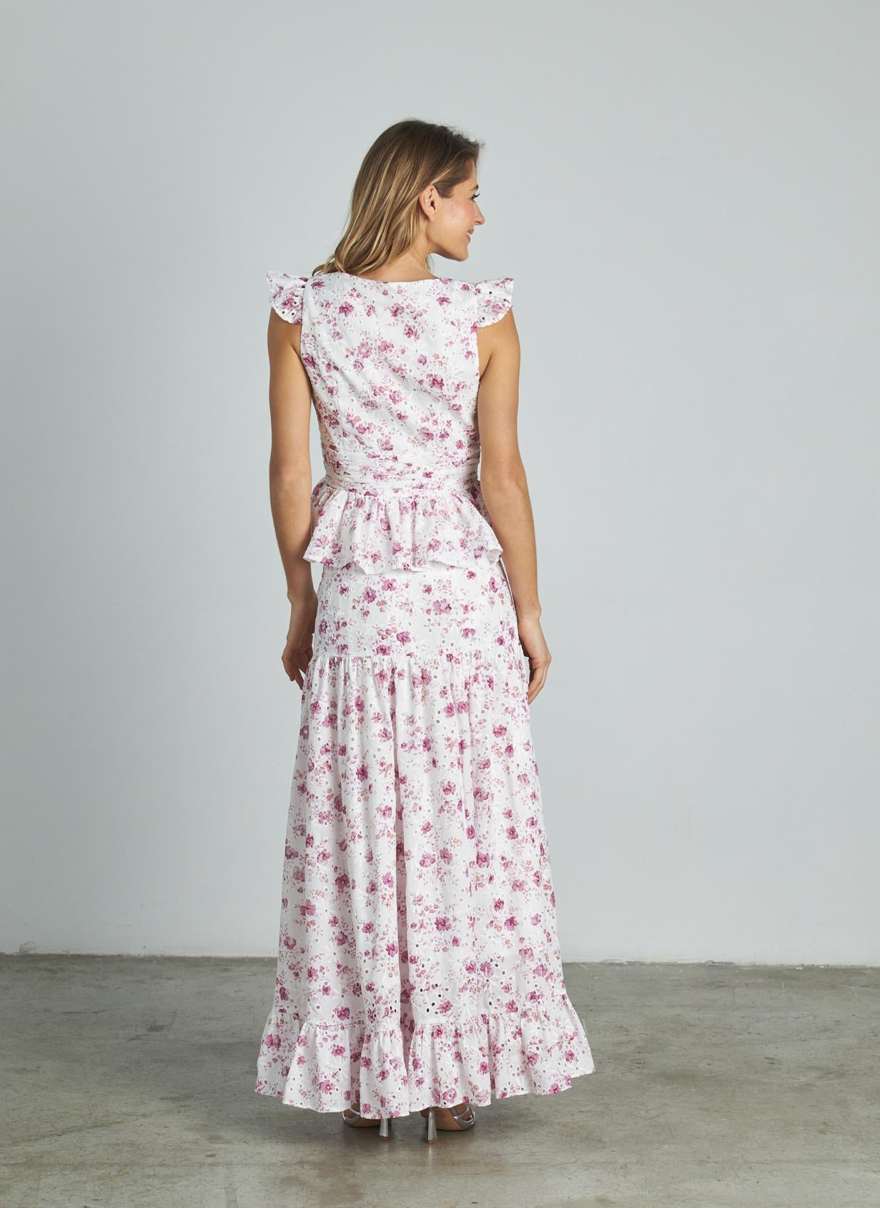 FALDA LARGA ESTAMPADA VOLANTE