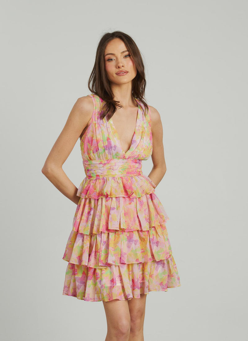 VESTIDO VOLANTES CINTURA FRUNCES