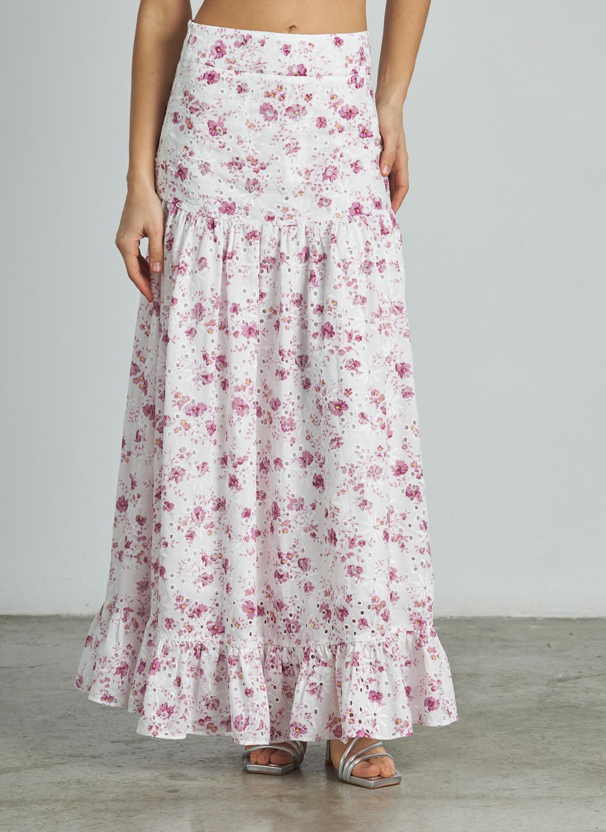 FALDA LARGA ESTAMPADA VOLANTE