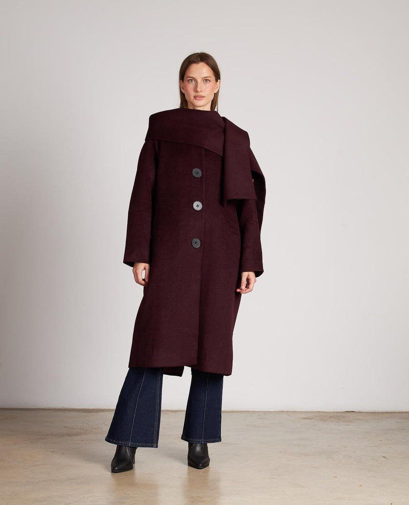 ABRIGO CON BUFANDA BOTONES