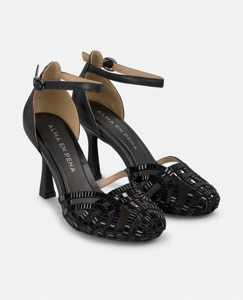 SANDALIA TACÓN PEDRERÍA ESPEJO