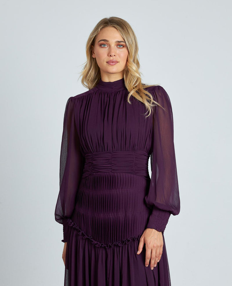 VESTIDO LARGO CON FRUNCIDO