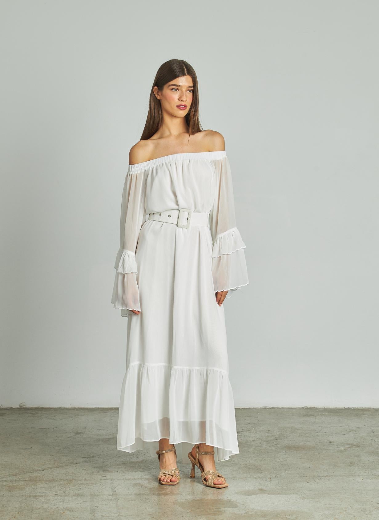 VESTIDO PALABRA HONOR FLORES