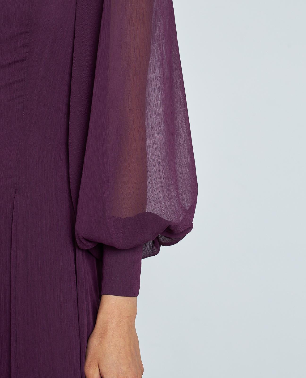 VESTIDO LARGO MANGA ABULLONADA