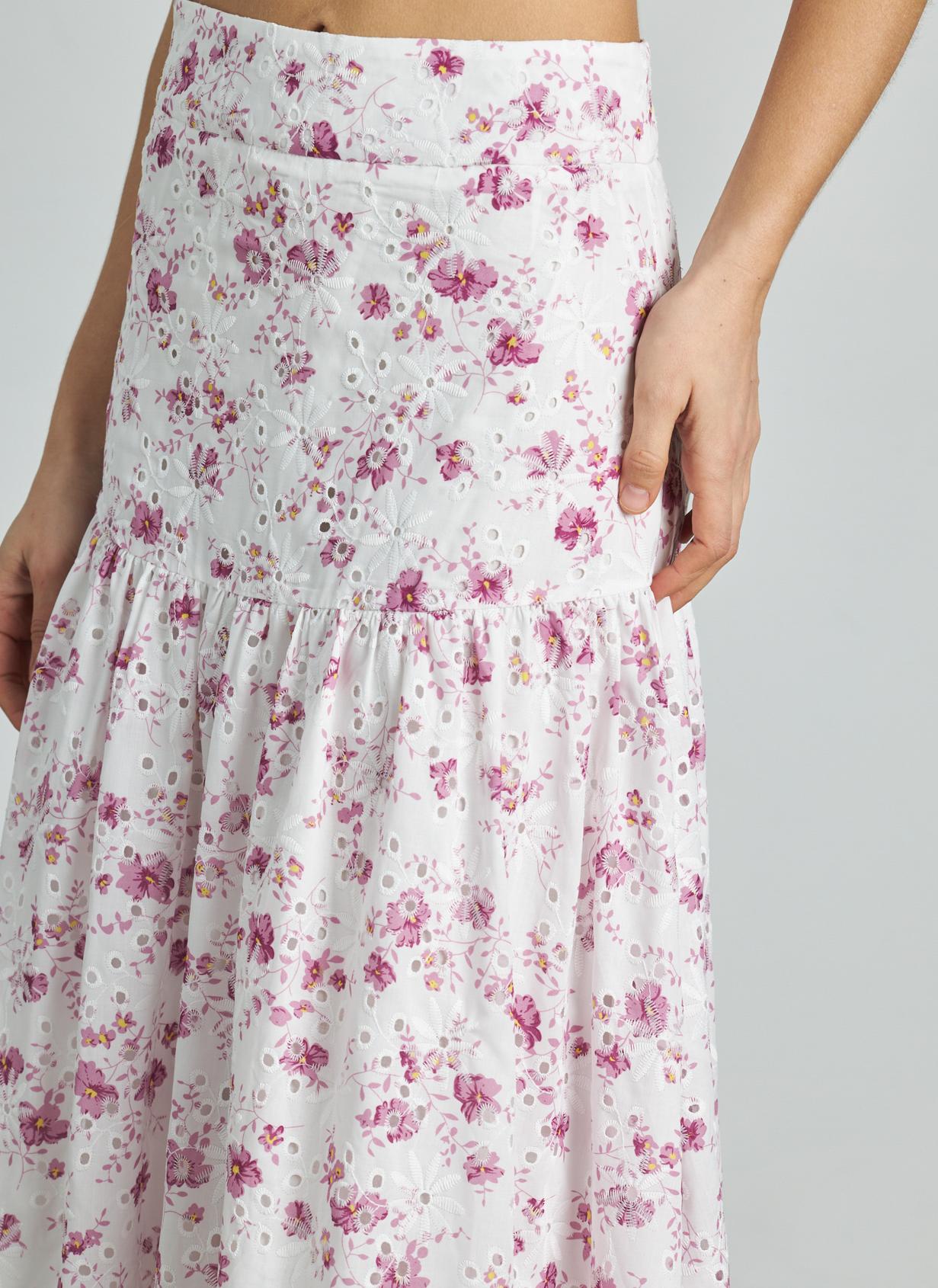 FALDA LARGA ESTAMPADA VOLANTE