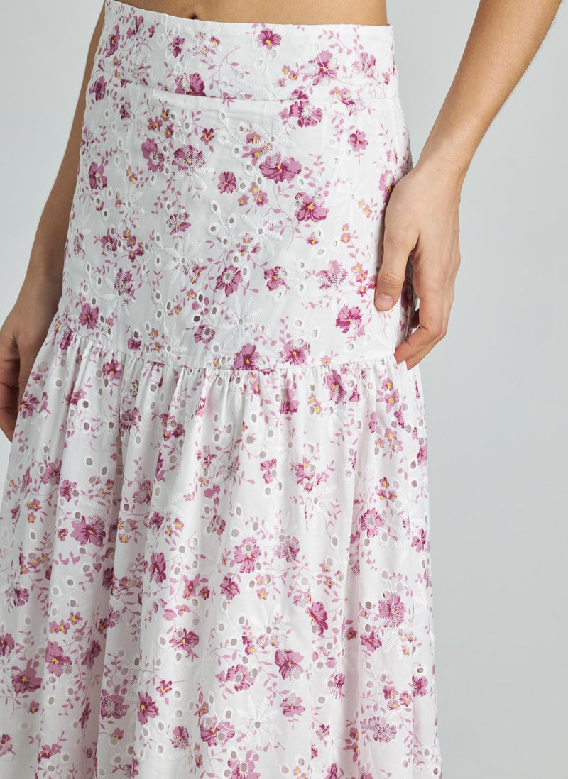 FALDA LARGA ESTAMPADA VOLANTE