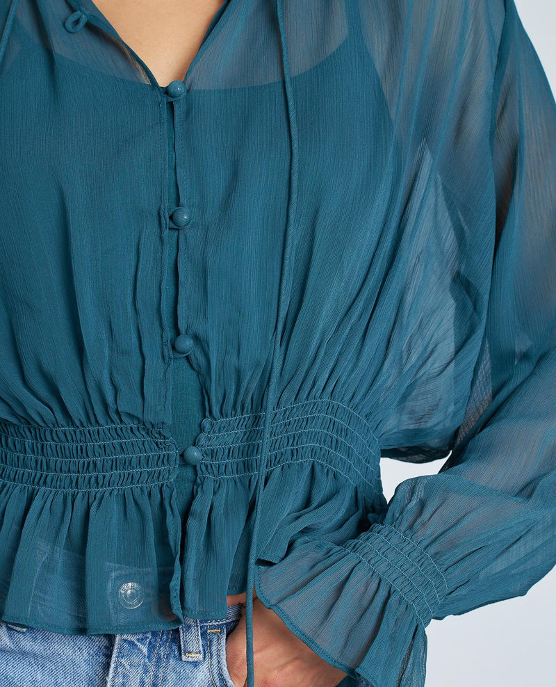 BLUSA SEMITRANSPARENTE VOLANTES