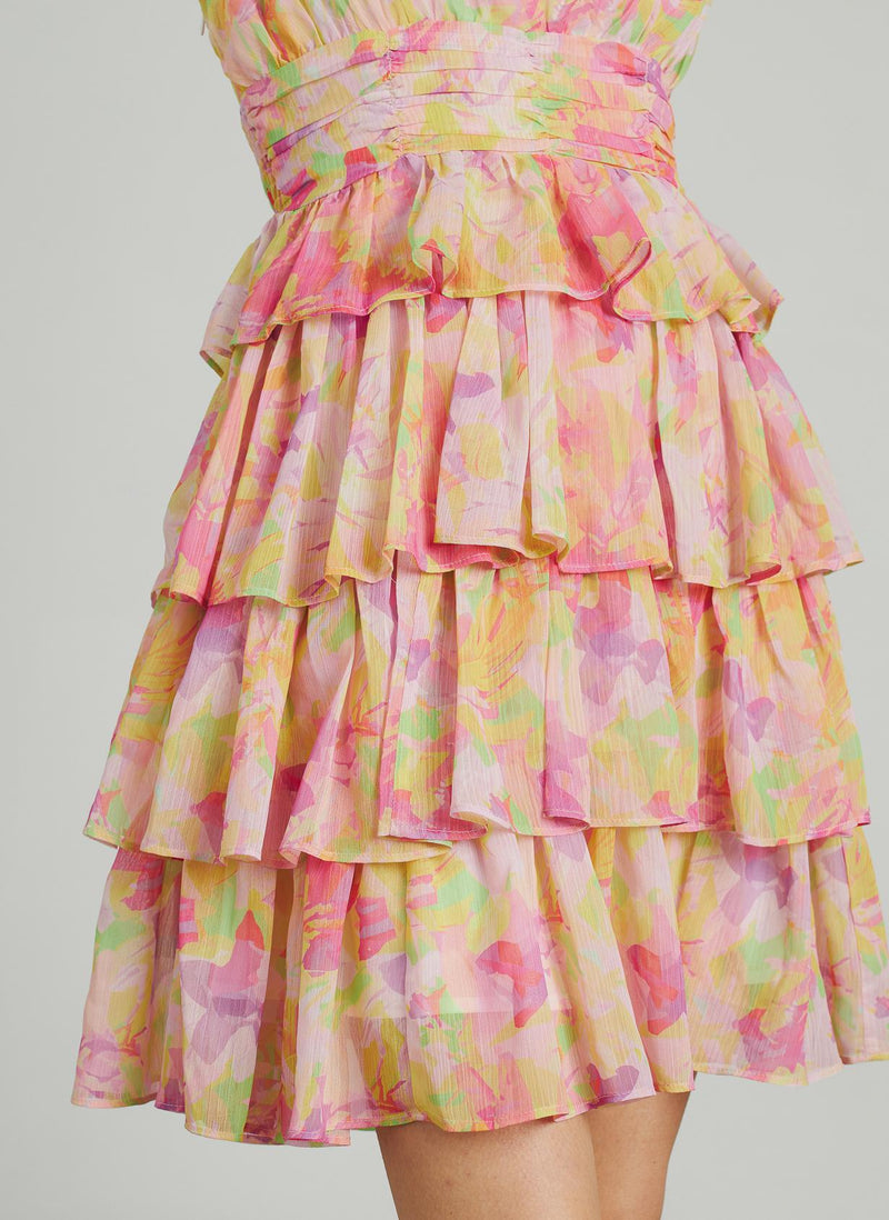 VESTIDO VOLANTES CINTURA FRUNCES