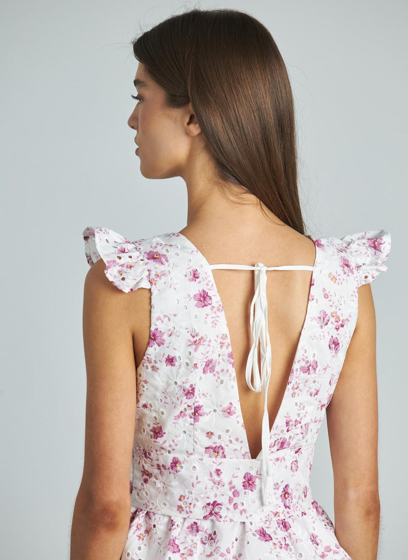 VESTIDO CON VOLANTES CALADO